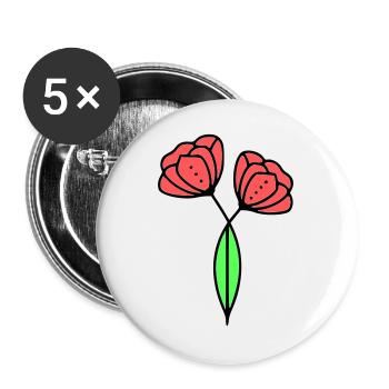 Poppy Poppies Minimalist Line Art 6 - Buttons large 2.2''/56 mm (5-pack) - white - Front