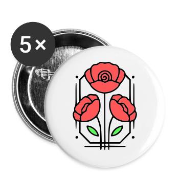 Poppy Poppies Minimalist Line Art 8 - Buttons large 2.2''/56 mm (5-pack) - white - Front