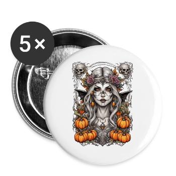 Fée de l’ombre de la lune avec des citrouilles - Lot de 5 grands badges (56 mm) - blanc - Devant