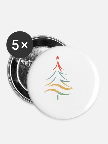 Bunter Weihnachtsbaum Pinselstriche - Buttons groß 56 mm (5er Pack) - Weiß