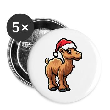 Kamel Weihnachten - Buttons groß 56 mm (5er Pack) - Weiß - Vorne