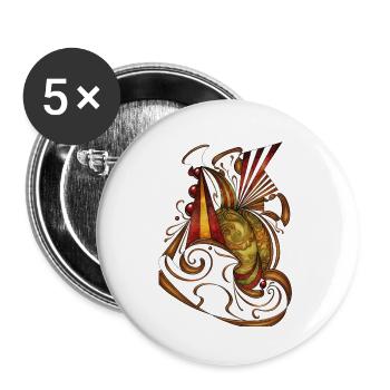 Motif d’ornement floral coloré - Lot de 5 grands badges (56 mm) - blanc - Devant