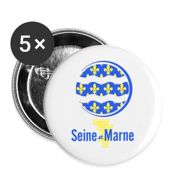 Logo Seine et Marne 77 - Buttons large 2.2''/56 mm (5-pack) - white - Front
