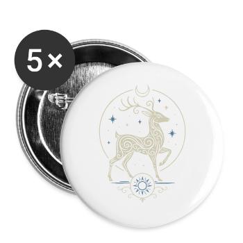 Celtic Yule Deer with Sun and Moon - Buttons large 2.2''/56 mm (5-pack) - white - Front