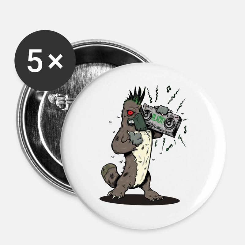 Schnabeltier mit Boombox - Buttons groß 56 mm (5er Pack) - Weiß