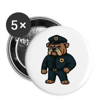 Polizei Bulldogge Maskottchen Strafverfolgung Design - Buttons groß 56 mm (5er Pack) - Weiß - Vorne