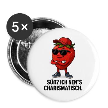 Strawberry - Sweet I'm Charismatic Caricature - Buttons large 2.2''/56 mm (5-pack) - white - Front