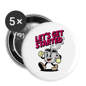 Coffee Kickstart Motif - Buttons large 2.2''/56 mm (5-pack) - white - Front
