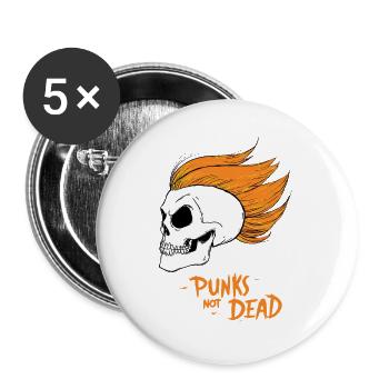 PUNKS NOT DEAD #1 - steam punk'n'roll - Lot de 5 grands badges (56 mm) - blanc - Devant