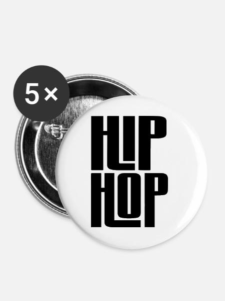 Hip Hop Bold Logo - Buttons groß 56 mm (5er Pack) - Weiß
