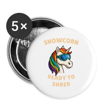 Licorne des neiges - Lot de 5 grands badges (56 mm) - blanc - Devant
