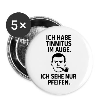 tinnitus pfeife auge - Buttons groß 56 mm (5er Pack) - Weiß - Vorne