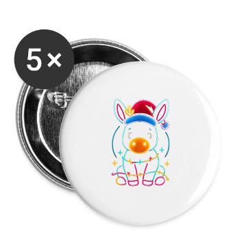 Donkey Elf Noël Drôle Cadeau - Lot de 5 grands badges (56 mm) - blanc - Devant