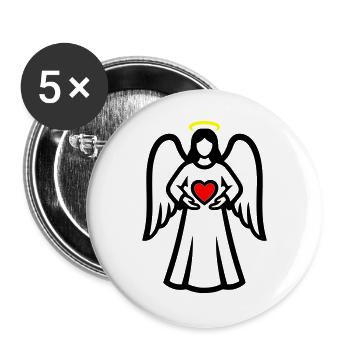 Angel-Couple-with-Heart-Pictogram-2 - Buttons large 2.2''/56 mm (5-pack) - white - Front