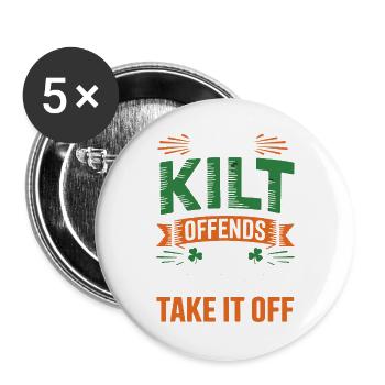 Si mon kilt me dérange, je peux l’enlever - Lot de 5 grands badges (56 mm) - blanc - Devant