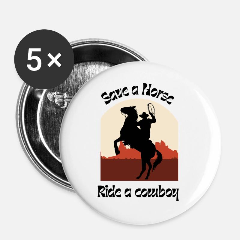 Saddle Heroes Western Silhouette - Buttons large 2.2''/56 mm (5-pack) - white