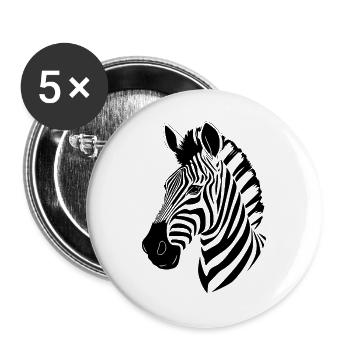 Zebra T-shirt Geschenk - Buttons groß 56 mm (5er Pack) - Weiß - Vorne