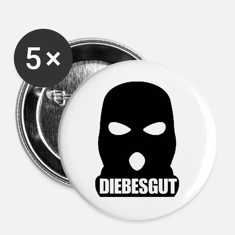 DIEBESGUT_LOGO - Buttons large 2.2''/56 mm (5-pack) - white