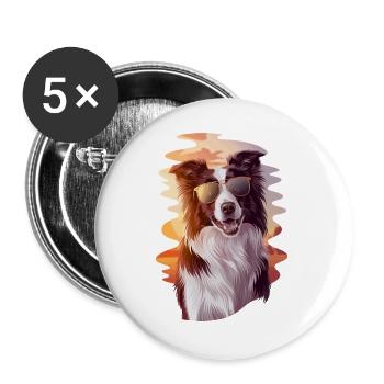  Cooler Border Collie Vor Sonnenuntergang mit - Buttons groß 56 mm (5er Pack) - Weiß - Vorne