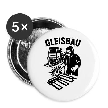 gleisbau beruf - Buttons groß 56 mm (5er Pack) - Weiß - Vorne