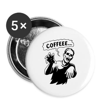 Kaffeezombie Café Zombie Kaffee Barista Humour - Lot de 5 grands badges (56 mm) - blanc - Devant