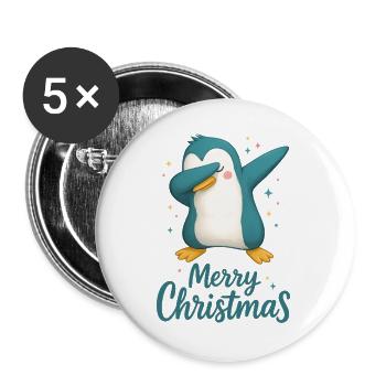 Dabbing Penguin Merry Christmas Design - Buttons large 2.2''/56 mm (5-pack) - white - Front