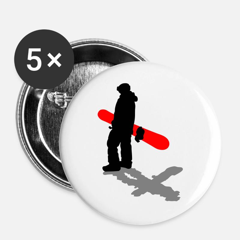 Snowboard - Buttons groß 56 mm (5er Pack) - Weiß