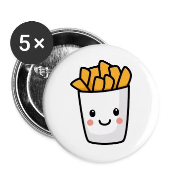 Frites de kawaï - Lot de 5 grands badges (56 mm) - blanc - Devant