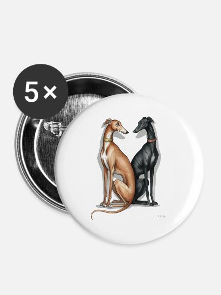 Zwei Galgos - Buttons groß 56 mm (5er Pack) - Weiß