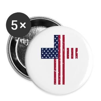 USA Cross Flag - Buttons large 2.2''/56 mm (5-pack) - white - Front