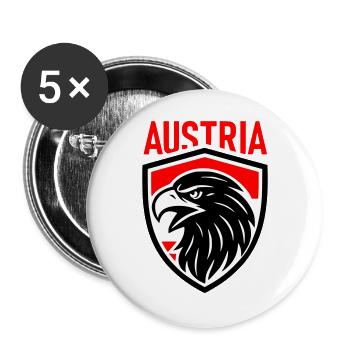 Österreich Adler Wappen AUSTRIA - Buttons groß 56 mm (5er Pack) - Weiß - Vorne
