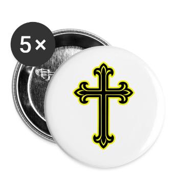 Symbole de croix chrétien - Lot de 5 grands badges (56 mm) - blanc - Devant