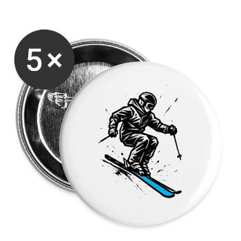 Skiing | Skier | Mountain - Buttons large 2.2''/56 mm (5-pack) - white - Front