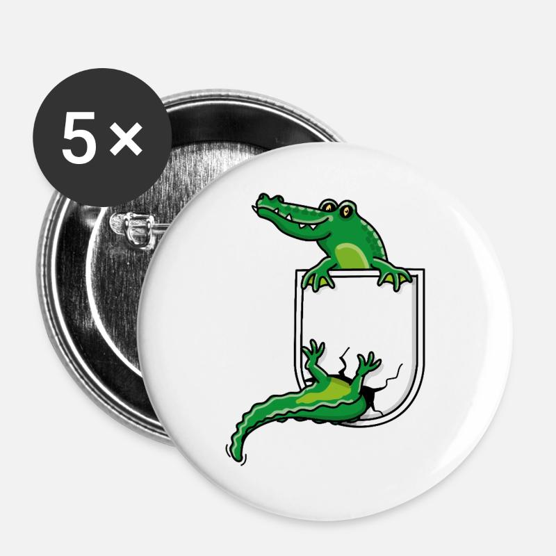 Crocodile in shirt pocket - Buttons large 2.2''/56 mm (5-pack) - white