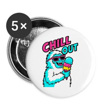 Détends-toi Yéti - Lot de 5 grands badges (56 mm) - blanc - Devant