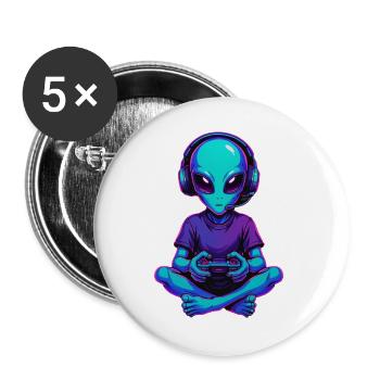 Alien Gaming Gamer Gaming Gaming Video Games Scifi - Buttons large 2.2''/56 mm (5-pack) - white - Front