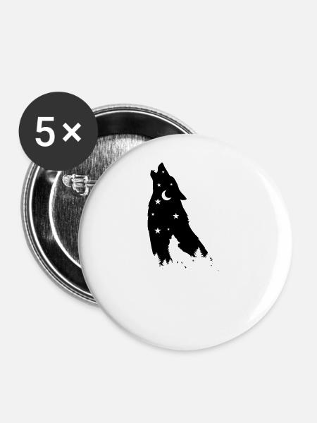 Star Wolf - Buttons groß 56 mm (5er Pack) - Weiß