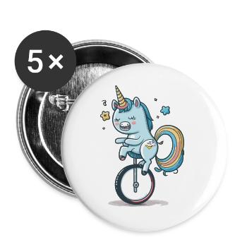 Unicorn on a unicycle – a colourful dream - Buttons large 2.2''/56 mm (5-pack) - white - Front