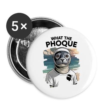 Korsischer Humor Geschenk Was das Robbeninsel-Souvenir - Buttons groß 56 mm (5er Pack) - Weiß - Vorne