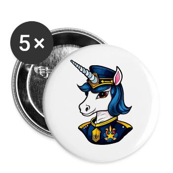 Policier Licorne - Lot de 5 grands badges (56 mm) - blanc - Devant