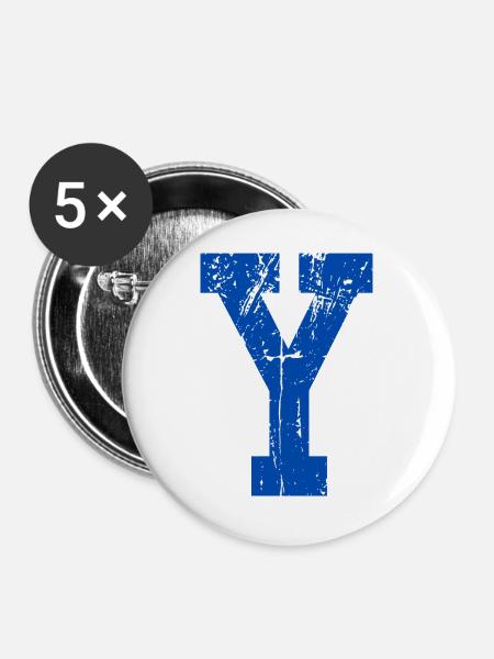 Letter y Retro Sport - Buttons groß 56 mm (5er Pack) - Weiß