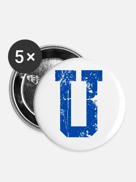 Letter u Retro Sport - Buttons groß 56 mm (5er Pack) - Weiß