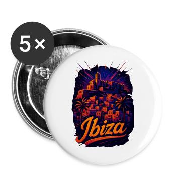 Ibiza Insel Urlaub Silhouette Sommer Geschenk - Buttons groß 56 mm (5er Pack) - Weiß - Vorne