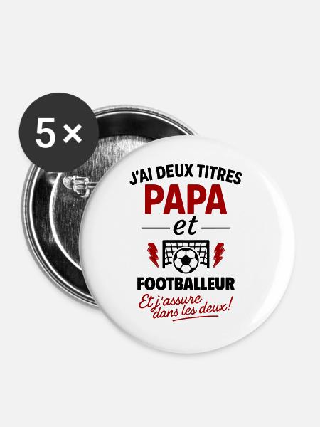 Papa Fußballer Geschenk Vatertag Weihnachten Fußball - Buttons groß 56 mm (5er Pack) - Weiß