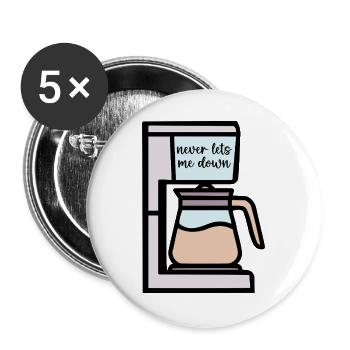 Fiabilité du café filtré - Lot de 5 grands badges (56 mm) - blanc - Devant