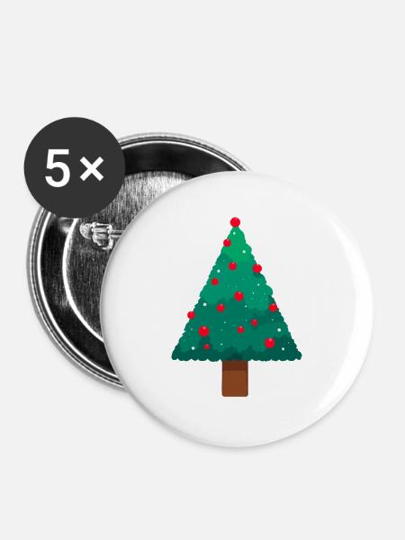 Weihnachtsbaum - Buttons groß 56 mm (5er Pack) - Weiß