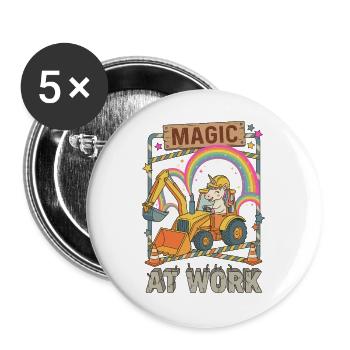Magic At Work Unicorn Excavator - Buttons large 2.2''/56 mm (5-pack) - white - Front