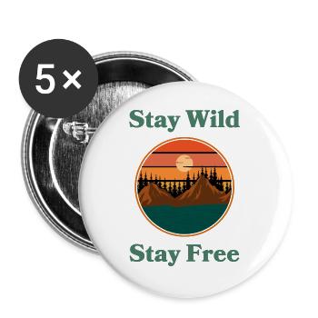 Stay Wild Stay Free - Sunset Nature Graphic - Buttons large 2.2''/56 mm (5-pack) - white - Front