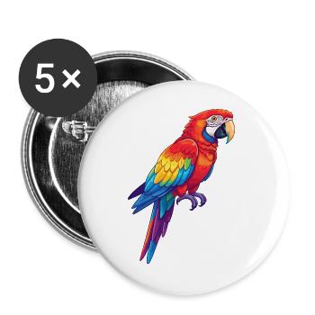 Colorful Parrot Rainbow Pop Art Watercolor - Buttons large 2.2''/56 mm (5-pack) - white - Front