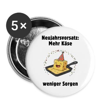 Cheese party in the pan - more cheese, less worries - Buttons large 2.2''/56 mm (5-pack) - white - Front